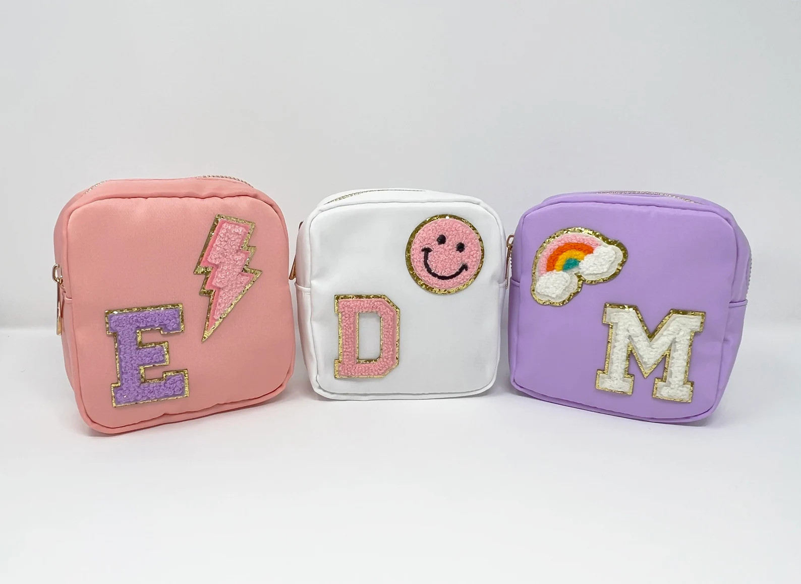 Personalized SMALL Makeup Bag Toiletry Cosmetic Travel Customizable Chenille Patches Birthday Gif... | Etsy (US)