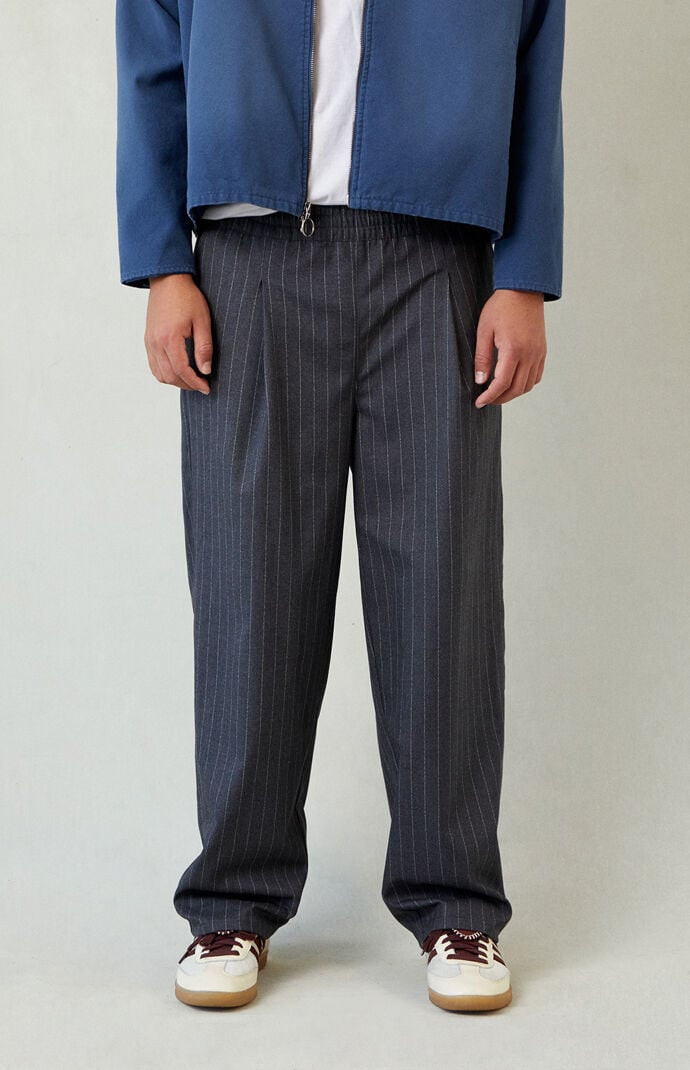 Men's Striped Baggy Trousers in Gray - Size XS | PacSun