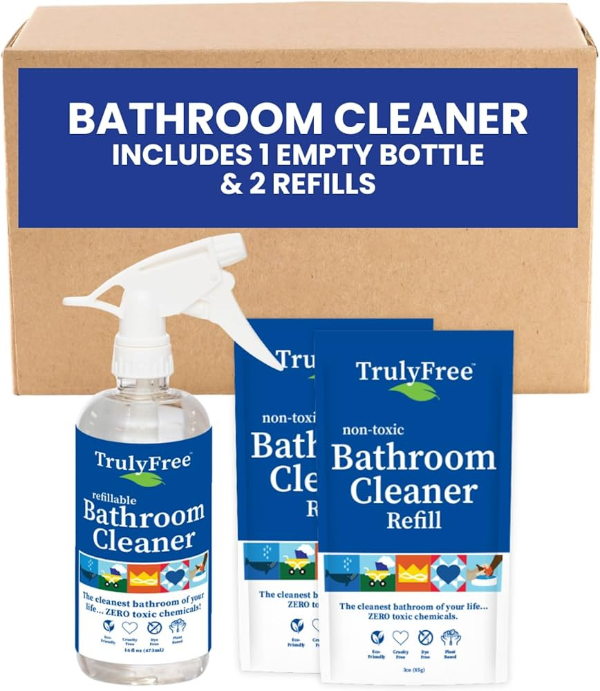 2-Pack TrulyFree Bathroom Cleaner - Cleaning Spray, for Toilet, Sink, Tub, Shower - Includes: 16-... | Amazon (US)