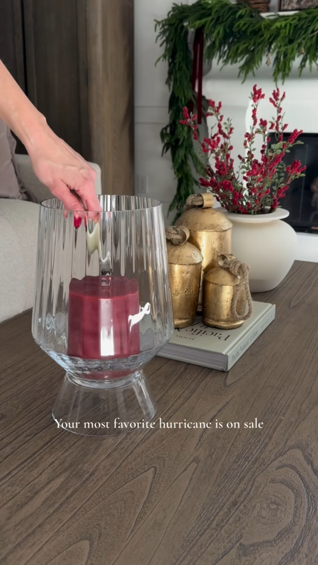 POV: your favorite hurricane is on sale!
A beautiful glass hurricane that brings instant warmth and light. Such a simple way to elevate your home decor.

Christmas decor, coffee table styling, coffee table decor, Black Friday sale, Christmas bells, mantel decor  

#LTKCyberWeek #LTKHoliday #LTKHome
