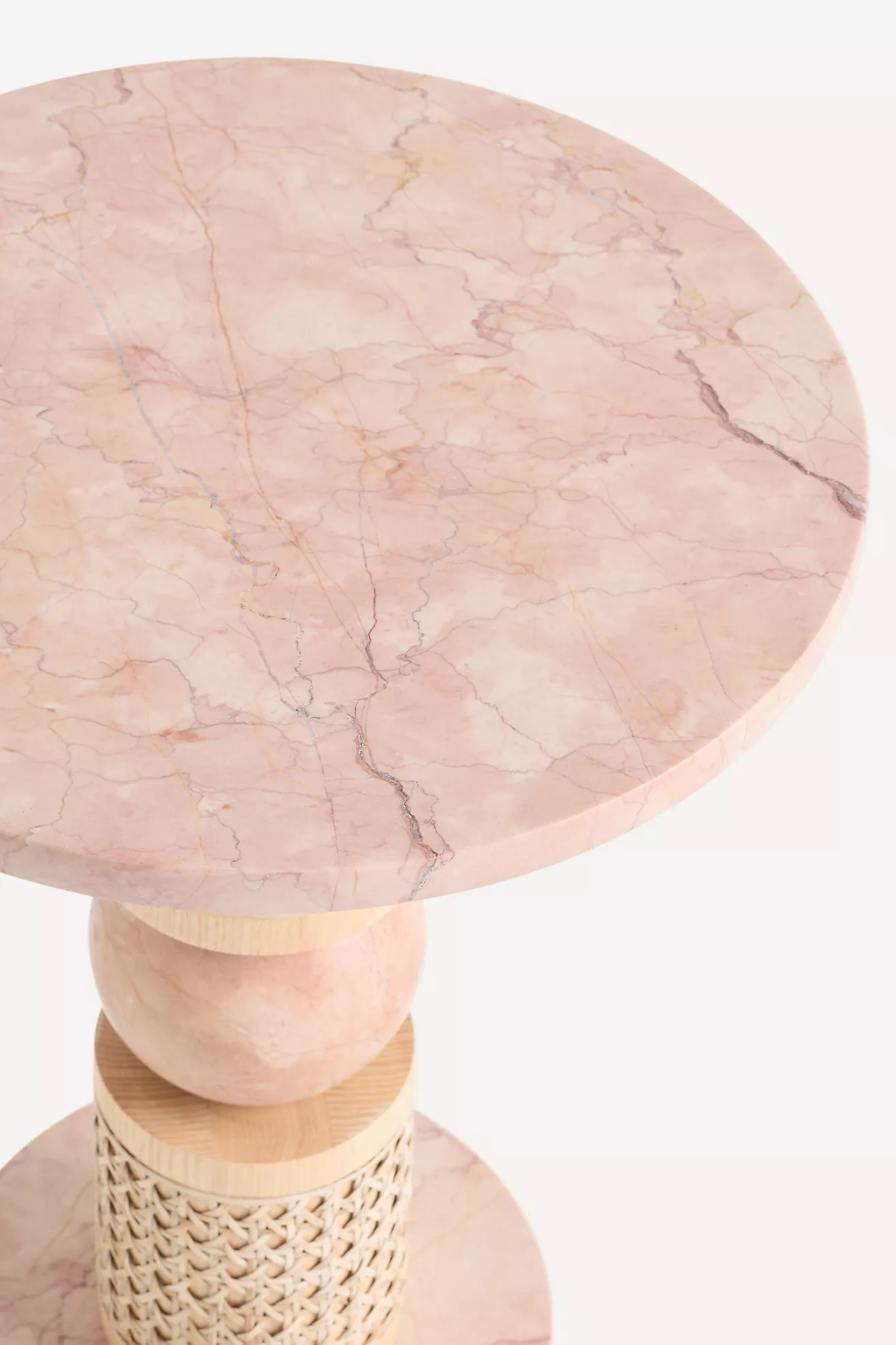 Canelia Marble and Rattan Side Table | Anthropologie (US)