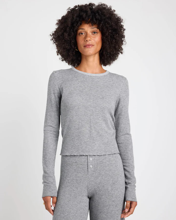 Cropped Thermal LYR Long Sleeve Tee | Splendid