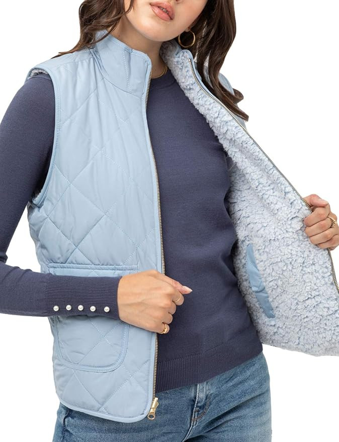 NE PEOPLE Women’s Quilted Vest – Reversible Lightweight Sleeveless Full Zip Up Faux Fur Linin... | Amazon (US)