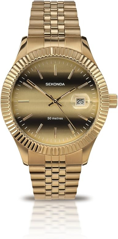 Sekonda Men's Quartz Watch with Gold Dial Analogue Display and Gold Stainless Steel Bracelet 3330... | Amazon (UK)