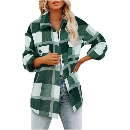 Womens Shacket Flannel Jakcets Womens Fall Fashion 2022 Shirts Winter Coats Open Front Cardigan Swea | Walmart (US)
