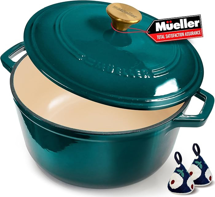 Mueller DuraCast 6 Quart Enameled Cast Iron Dutch Oven Pot with Lid | Amazon (US)