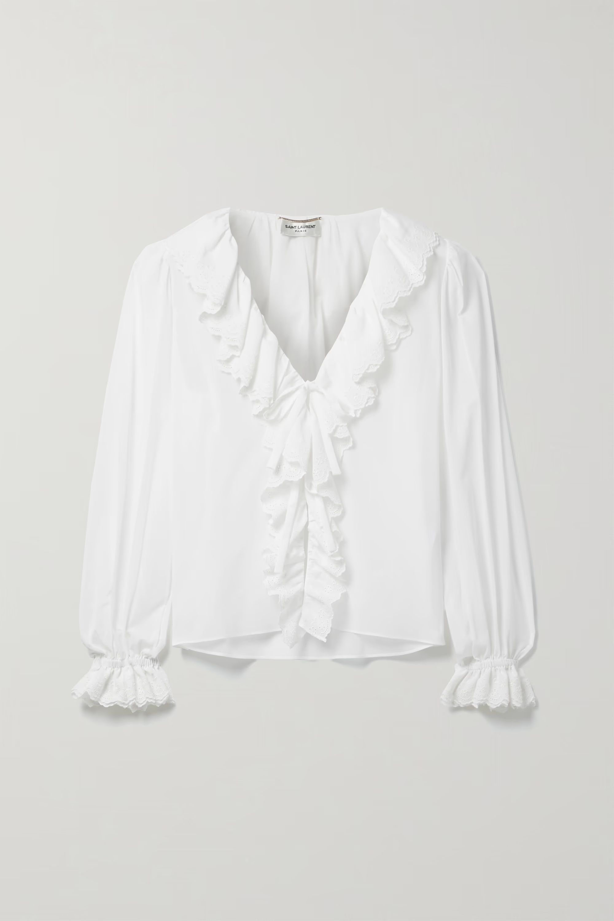 Ruffled broderie anglaise-trimmed cotton-voile blouse | NET-A-PORTER (US)
