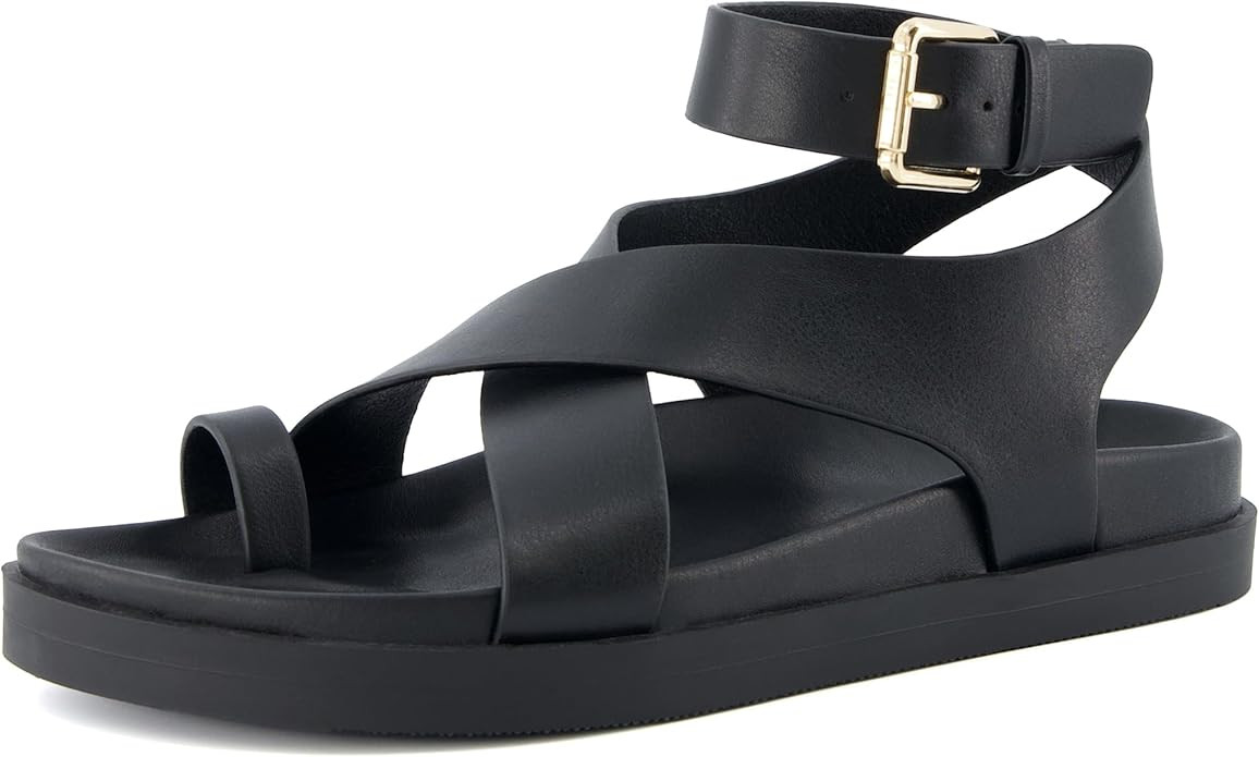 Amazon.com | CUSHIONAIRE Entry Womens Ankle Wrap Molded Footbed Sandal with Adjustable Strap | No... | Amazon (US)