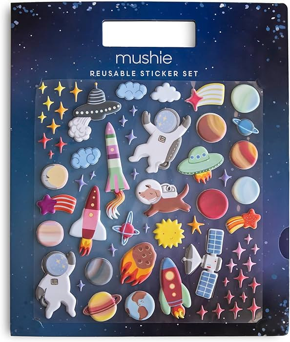 mushie Reusable Sticker Book Set (Space) | 100+ Removable Puffy Stickers | Arts & Crafts Activity... | Amazon (US)