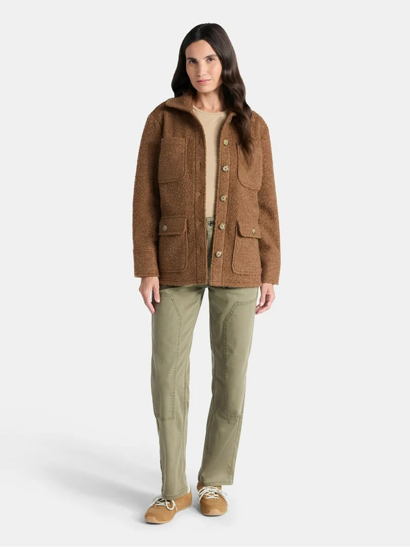 Time and Tru Women's Boucle Utility Shacket, Midweight, Sizes XS-XXXL | Walmart (US)