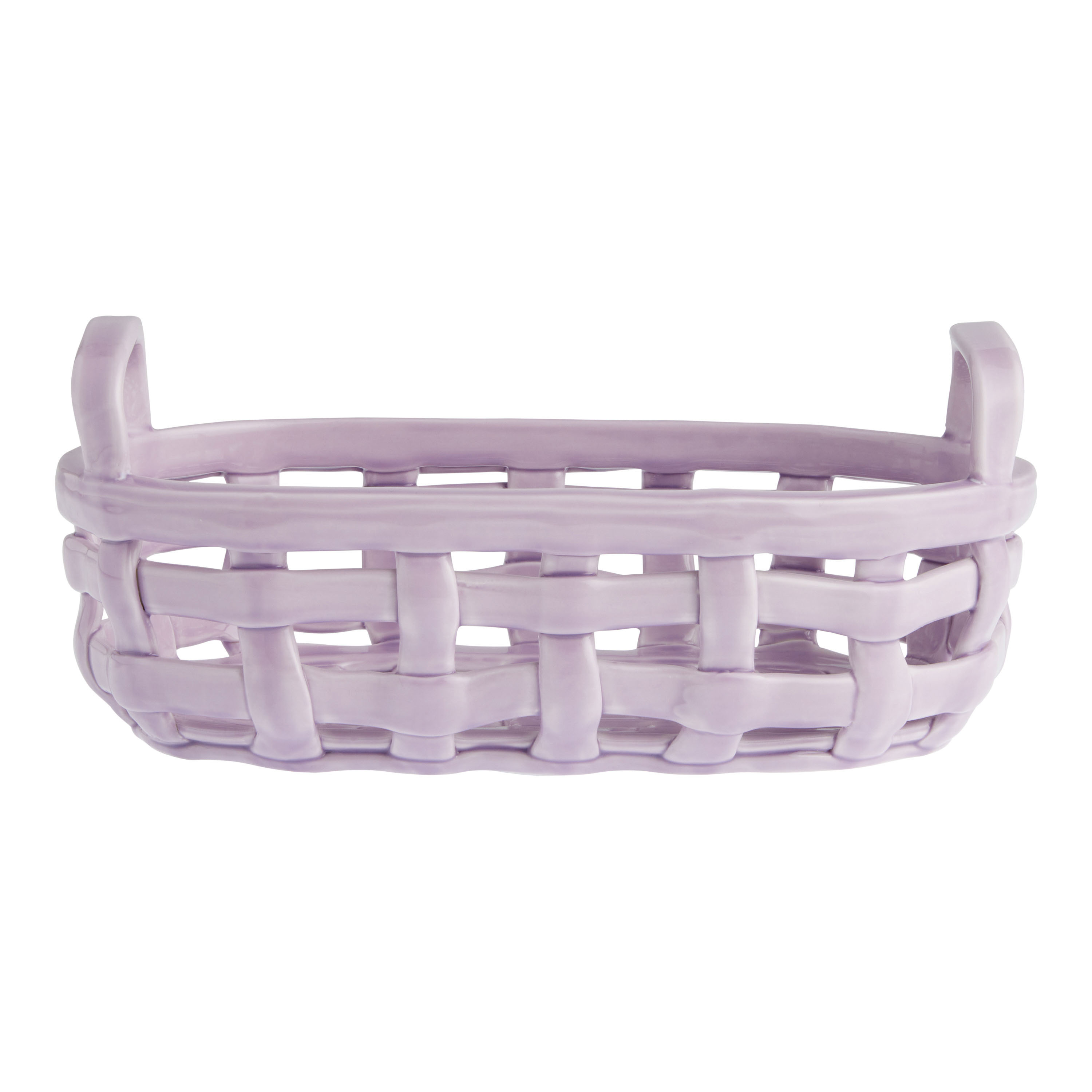 Large Lilac Ceramic Basketweave Kitchen Basket | World Market