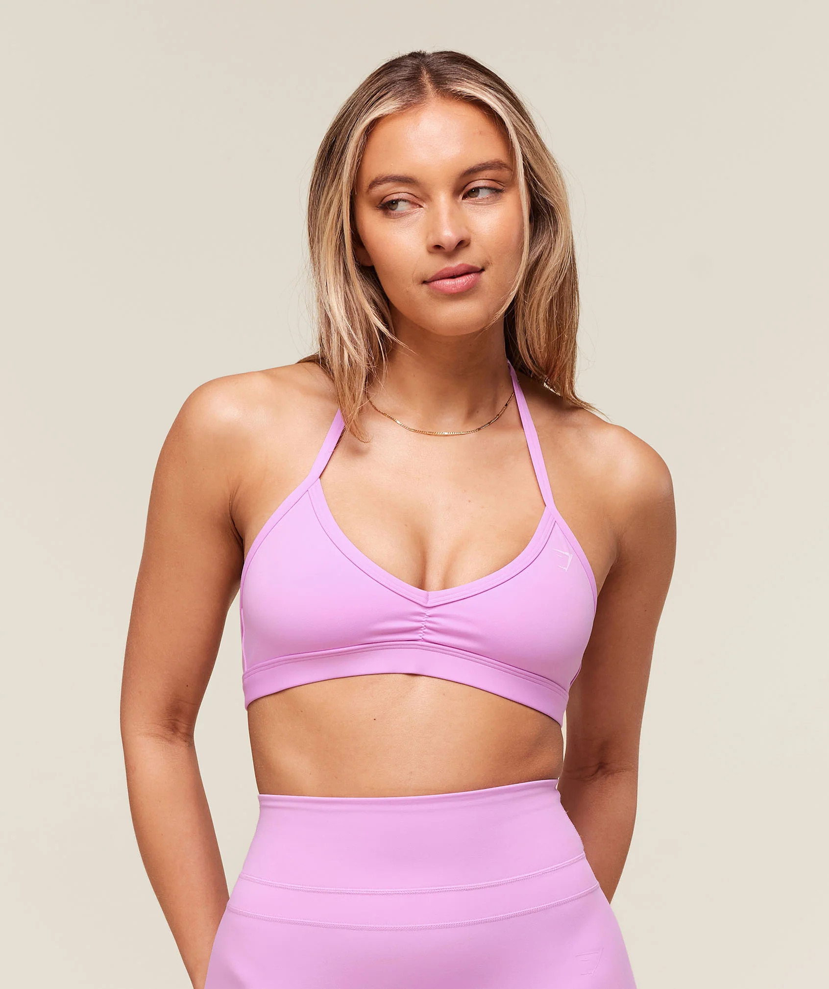 Gymshark Minimal Halterneck Sports Bra - Sour Pink | Gymshark UK
