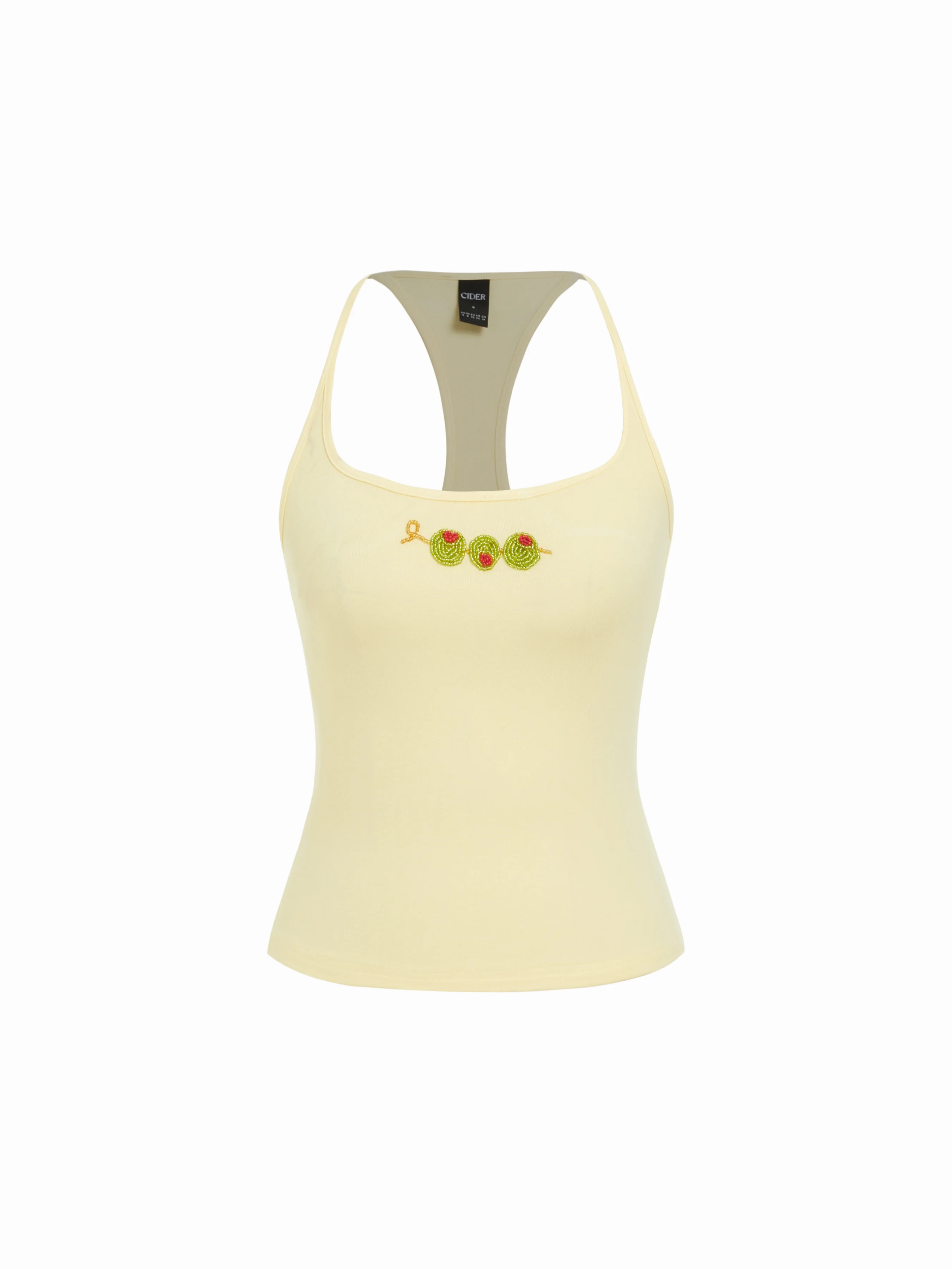 Jersey Beaded Embroidery Crop Cami Top For Daily Casual | Cider