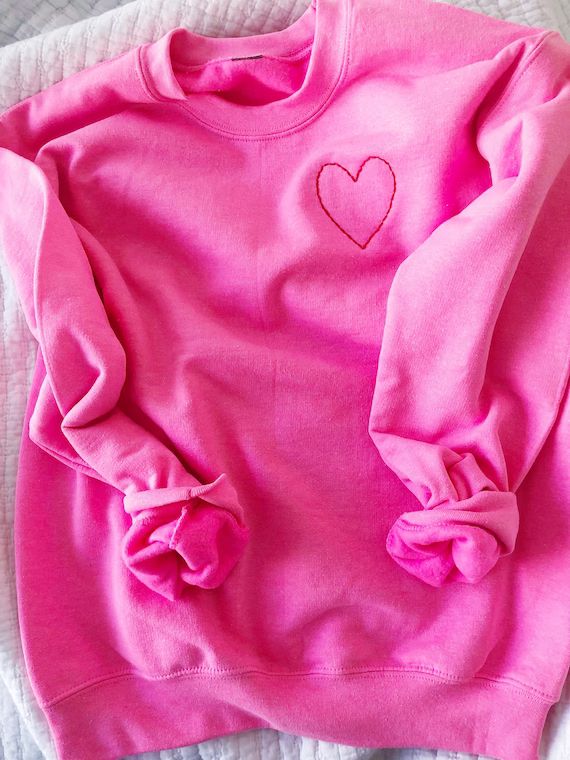 Embroidered Neon Heart Sweatshirt | Etsy | Etsy (US)