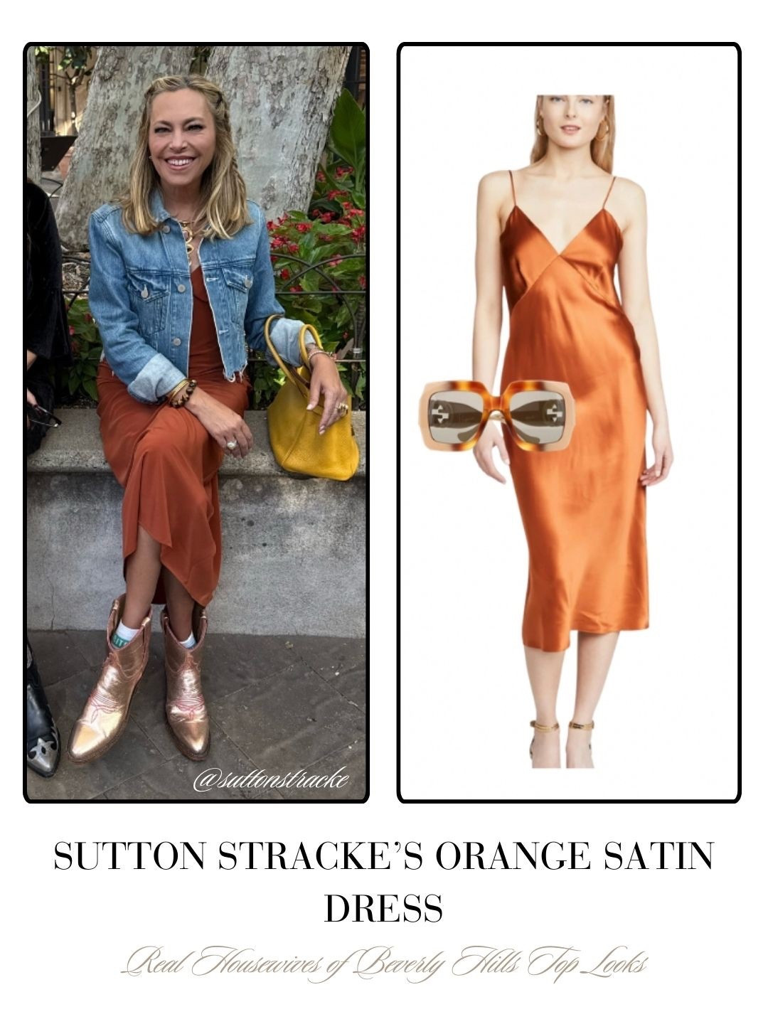 Sutton Stracke’s Orange Satin Dress