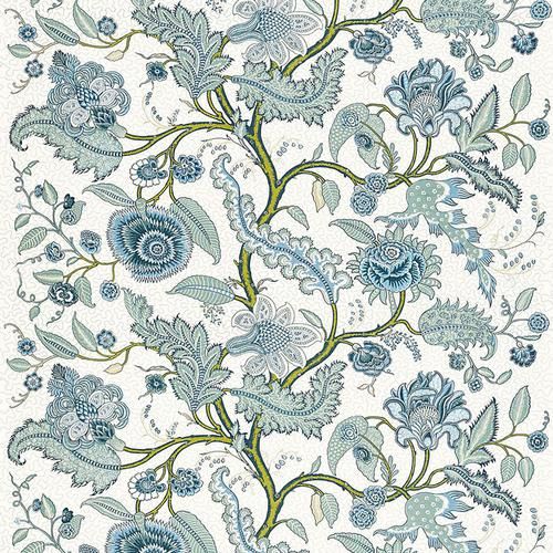 Schumacher Sinhala Linen Print Sky Fabric | DecoratorsBest
