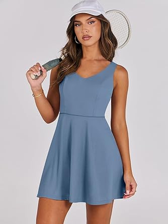 Caracilia Womens Summer Tennis Mini Dress Built-in Shorts Beach Vacation Athletic Golf Sundresses... | Amazon (US)