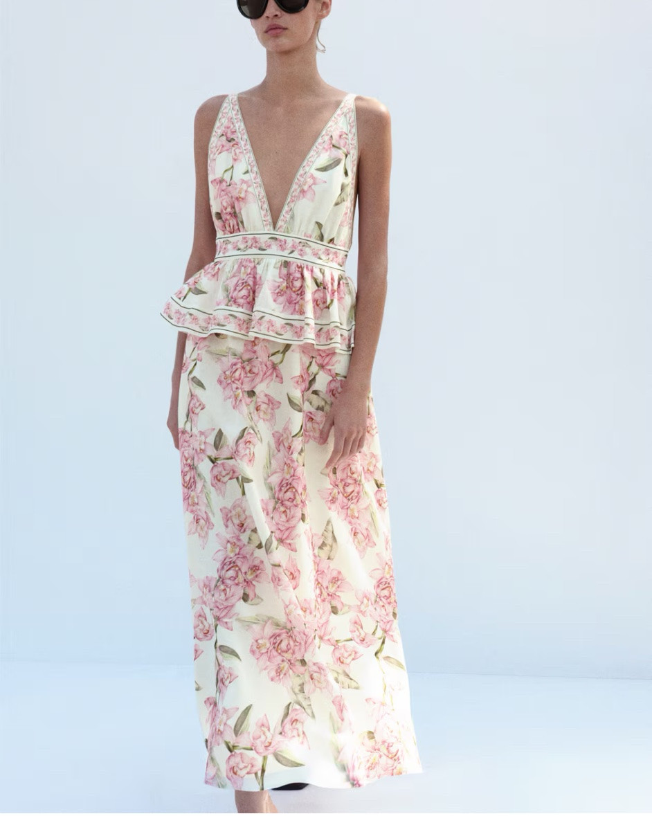 Pink and white floral ruffle detail tie strap maxi dress

#LTKSeasonal