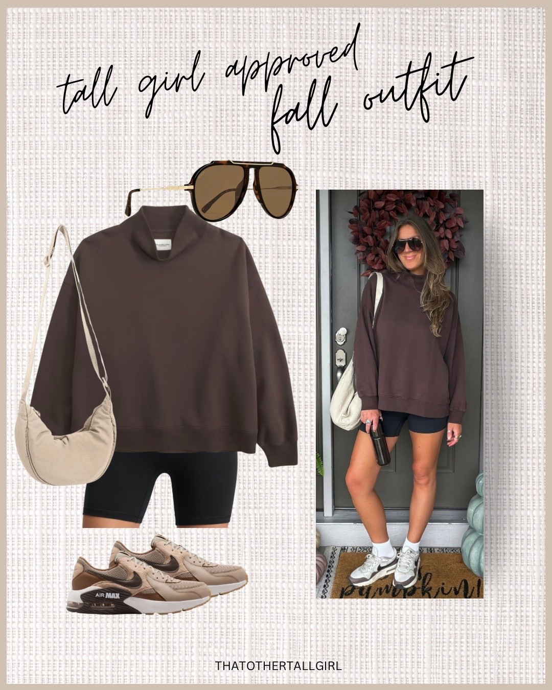 Large sweatshirt and bike shorts, men’s 10 sneakers

#LTKTall #LTKOver40