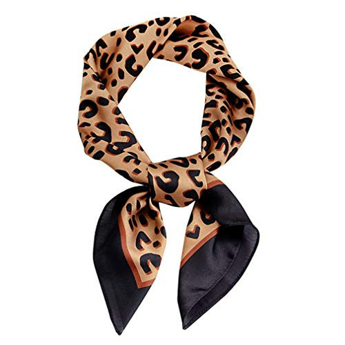 GERINLY Animal Print Scarfs for Women Leopard Neck Scarf Satin Head Scarves for Ponytail Brown Silk Purse Charm(Leopard) | Amazon (US)