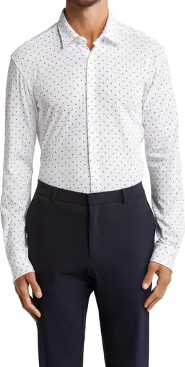 Roan Slim Fit Geo Stretch Nylon Button-Up Shirt | Nordstrom