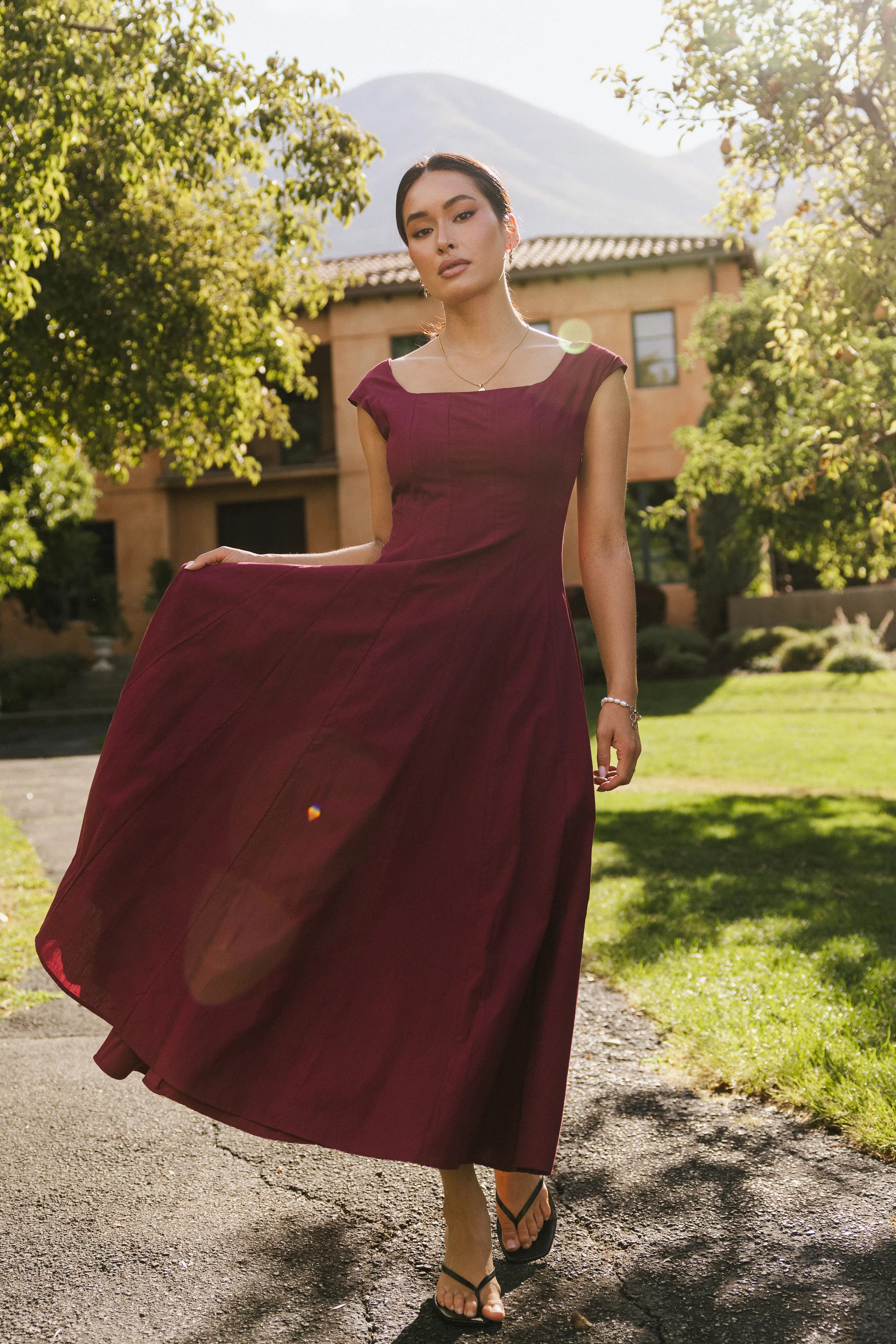 Colin Midi Dress in Burgundy | Böhme US