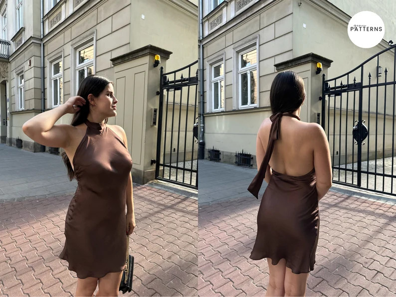 Halter Dress Pattern | Backless Dress Pattern | Mini Dress Pattern | Satin Dress Pattern | Easy D... | Etsy (US)