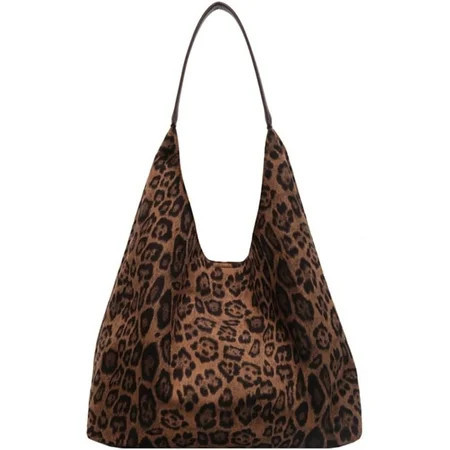 Leopard Tote Bag for Women,Cute Bag Cheetah Print Purse,Vintage Slouchy Hobo Bag Large Capacity Tote Bag Suede Bag | Walmart (US)