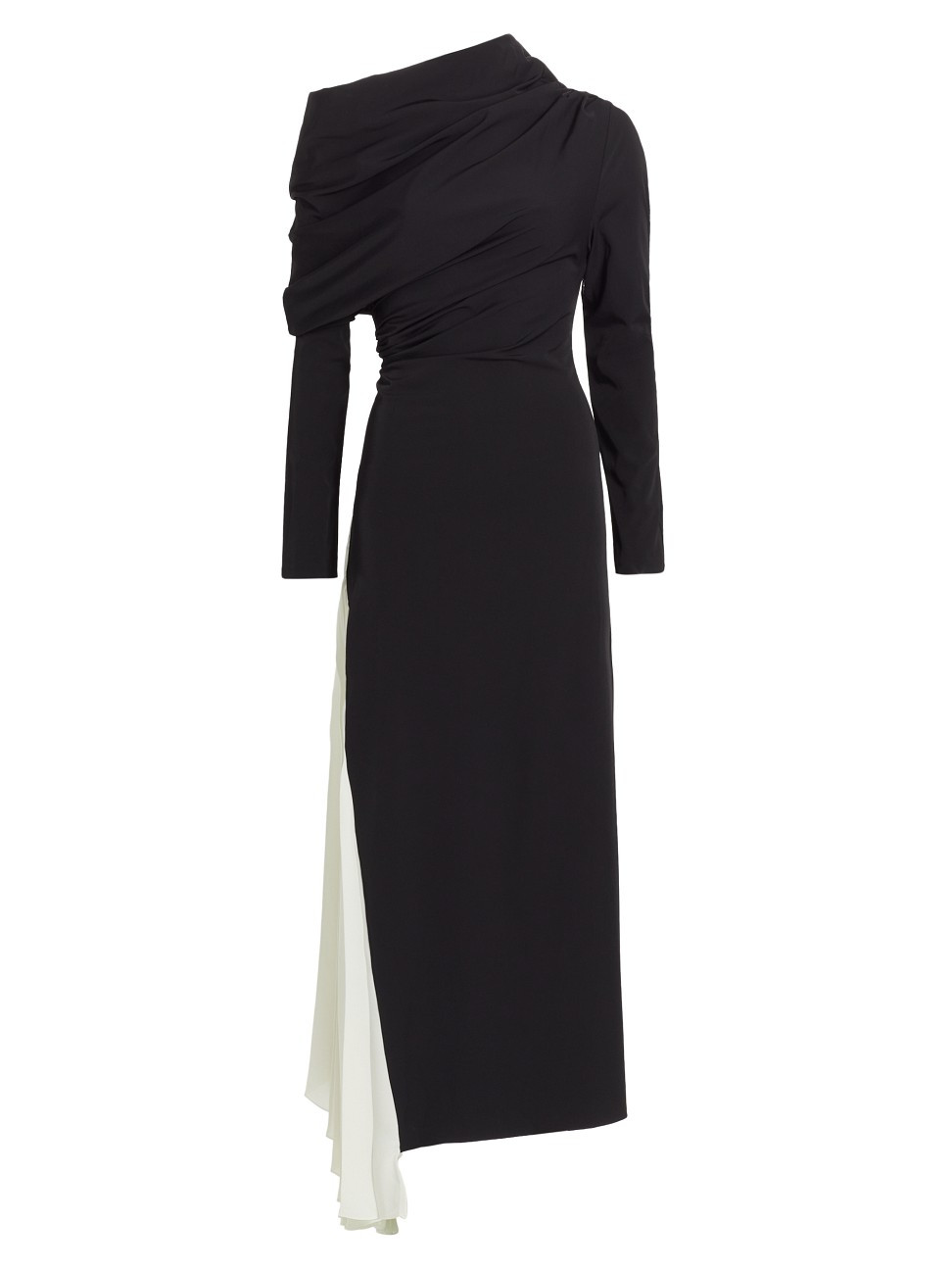Women's Pleated Asymmetric Gown - Black Ivory - Size 8 | Saks Fifth Avenue