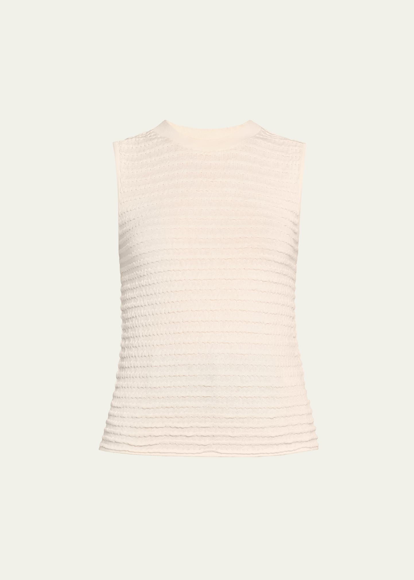 FRAME Smocked Sleeveless Crewneck Top | Bergdorf Goodman
