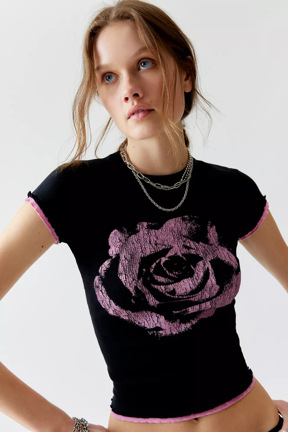 Rose Lettuce Edge Baby Tee | Urban Outfitters (US and RoW)