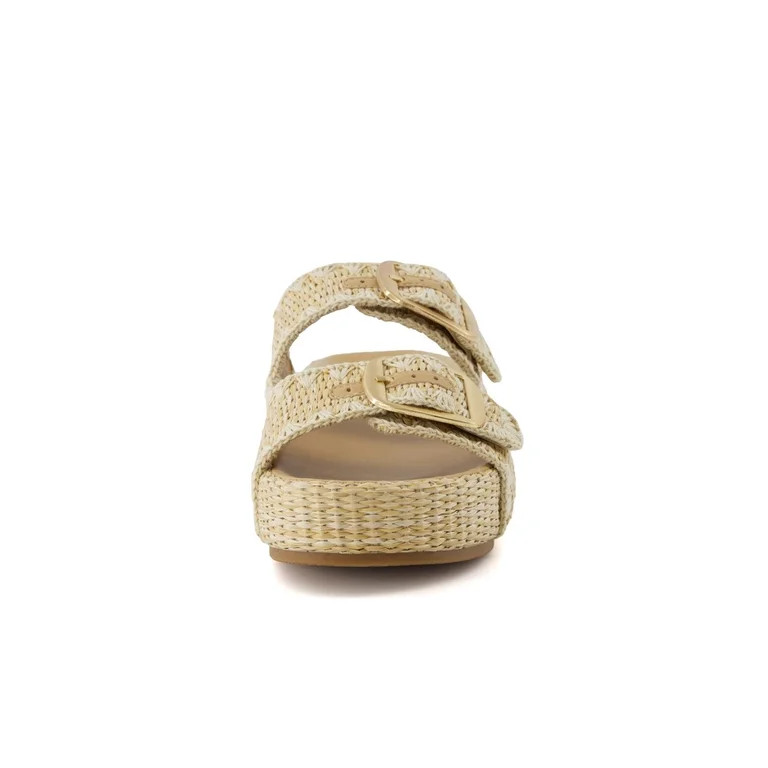 Cushionaire Panama Women's Raffia Platform Sandals | Casual Slip-On Lightweight Summer Slide Sand... | Walmart (US)