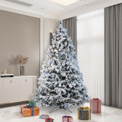 Vickerman 5.5-ft Pre-lit Traditional Flocked White Artificial Christmas Tree with 500 Constant Wh... | Lowe's