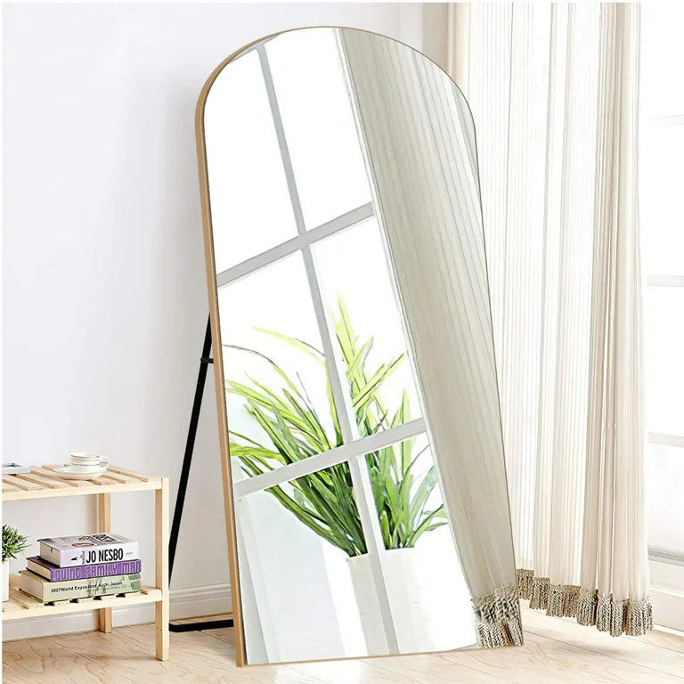 Neutype 71x32 Modern Wood Frame Arched Full Length Mirror Oversize Mirror Floor Mirror,Gold | Walmart (US)