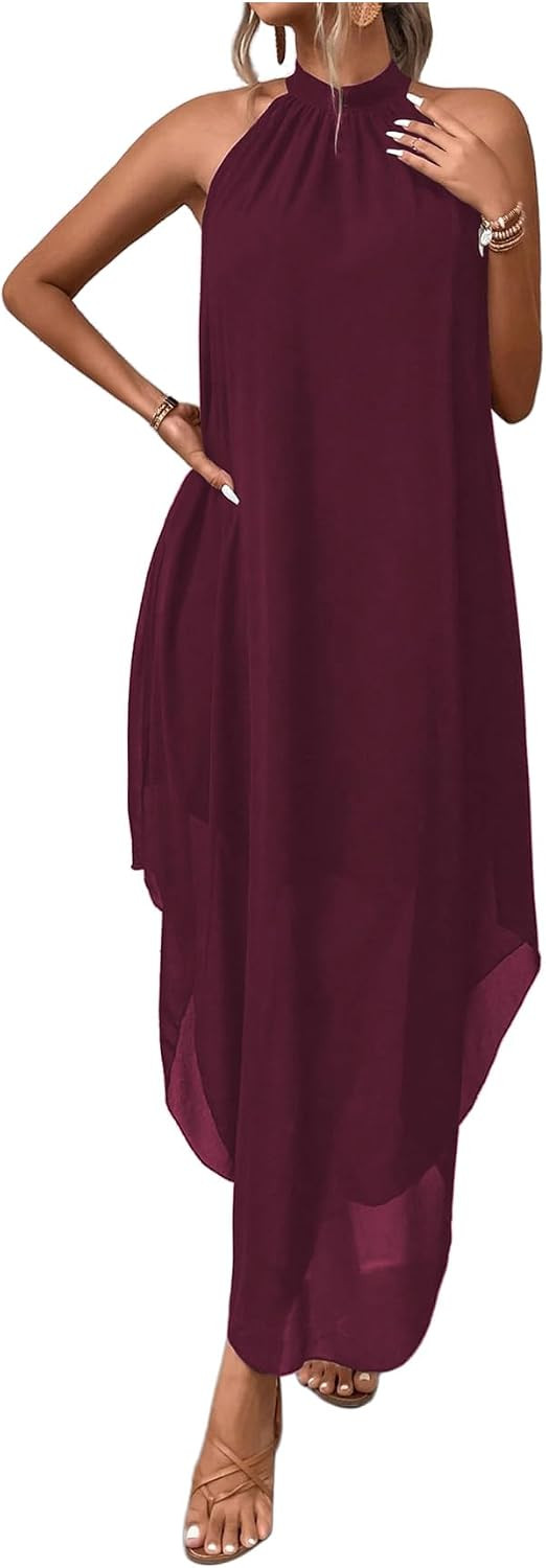 Verdusa Women’s Formal Wedding Guest Dress Halter Flowy Chiffon Long Dress | Amazon (US)