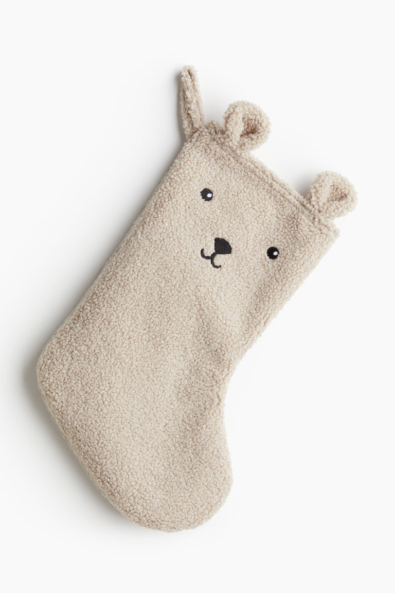 H & M - Weihnachtsstrumpf aus Teddyfleece - Beige - Zuhause | H&M (DE, AT, CH, NL, FI)