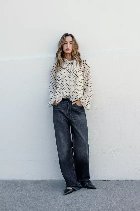 POLKA DOT PRINT BLOUSE | Zara US