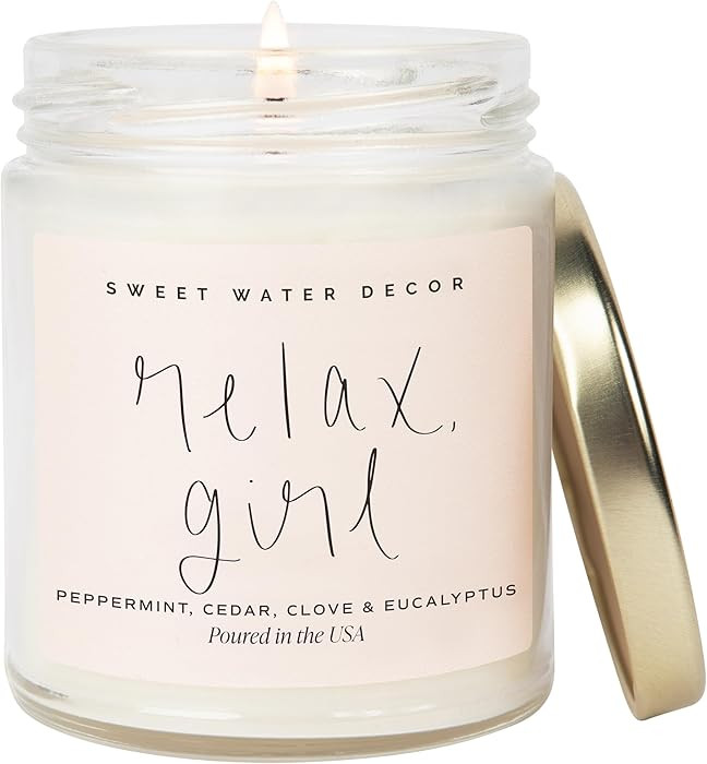 Sweet Water Decor Relax Girl, Peppermint, Cedar, Clove, and Eucalyptus Scented Soy Wax Candle for... | Amazon (US)