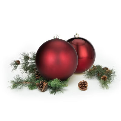 Every Day is Christmas 2ct 18cm/7.09" Christmas Ornaments, Shatterproof Christmas Tree Ornaments Set, Christmas Balls Decoration (Burgundy) | Target