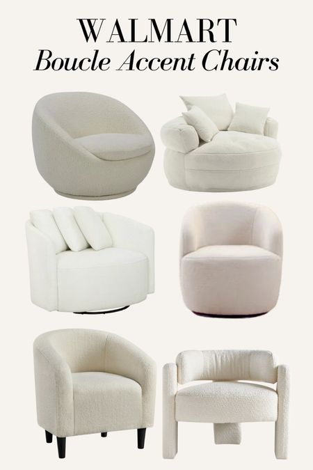 Walmart boucle accent chairs! Boucle chair, ivory accent chair 

#LTKhome #LTKstyletip