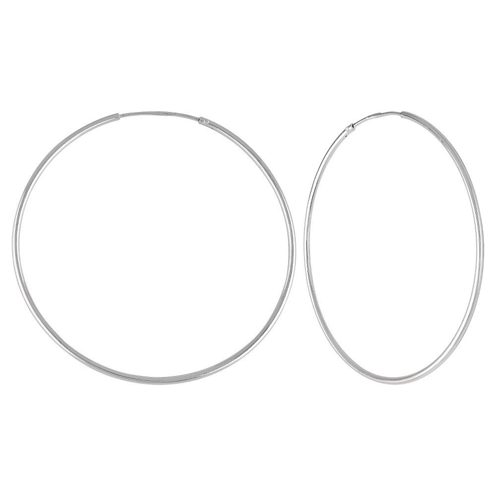 Women's Endless Hoop Earrings in Sterling Silver - Silver (40mm) | Target