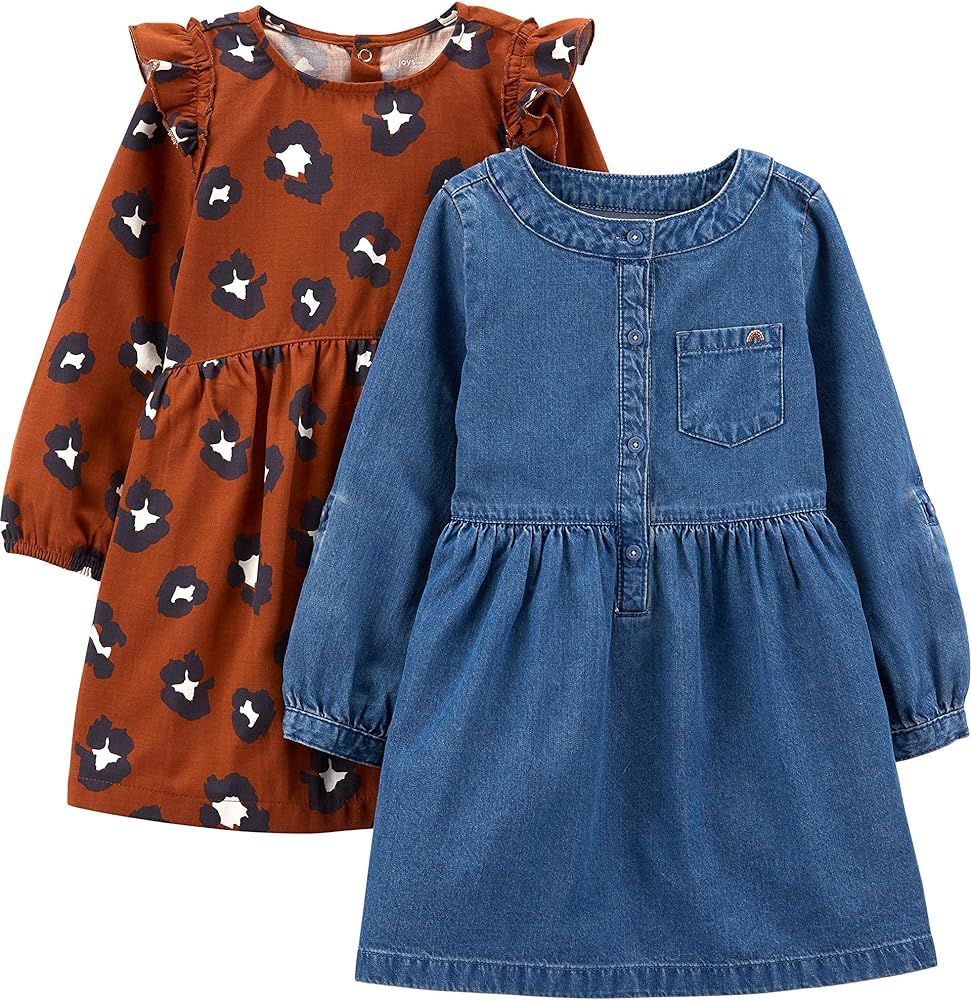 Simple Joys by Carter's Toddlers and Baby Girls' Long-Sleeve Dress Set, Pack of 2 | Amazon (US)