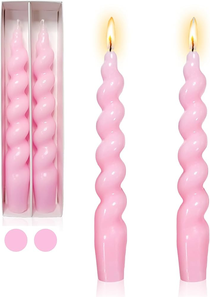 Taper Candle Pink Candlesticks -7 Inches Spiral Tapered Candles Short Twisted Candlestick Funky C... | Amazon (US)