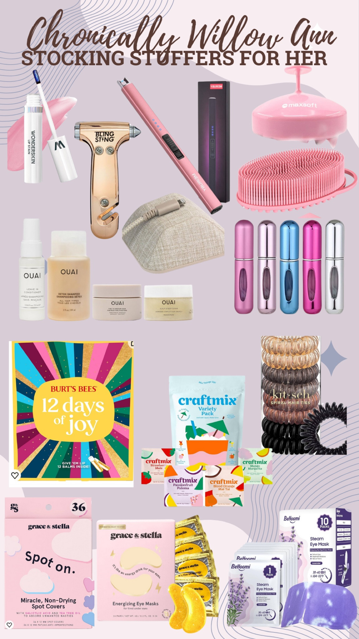 Stocking stuffers for her, scalp care, car essentials that are cute too, skincare, travel perfume containers, chapstick, everything shower essentials, hair care, lipstick, hair ties, self care, gifts for girls, gifts for teenagers, gifts for wife

#LTKGiftGuide #LTKStyleTip #LTKBeauty