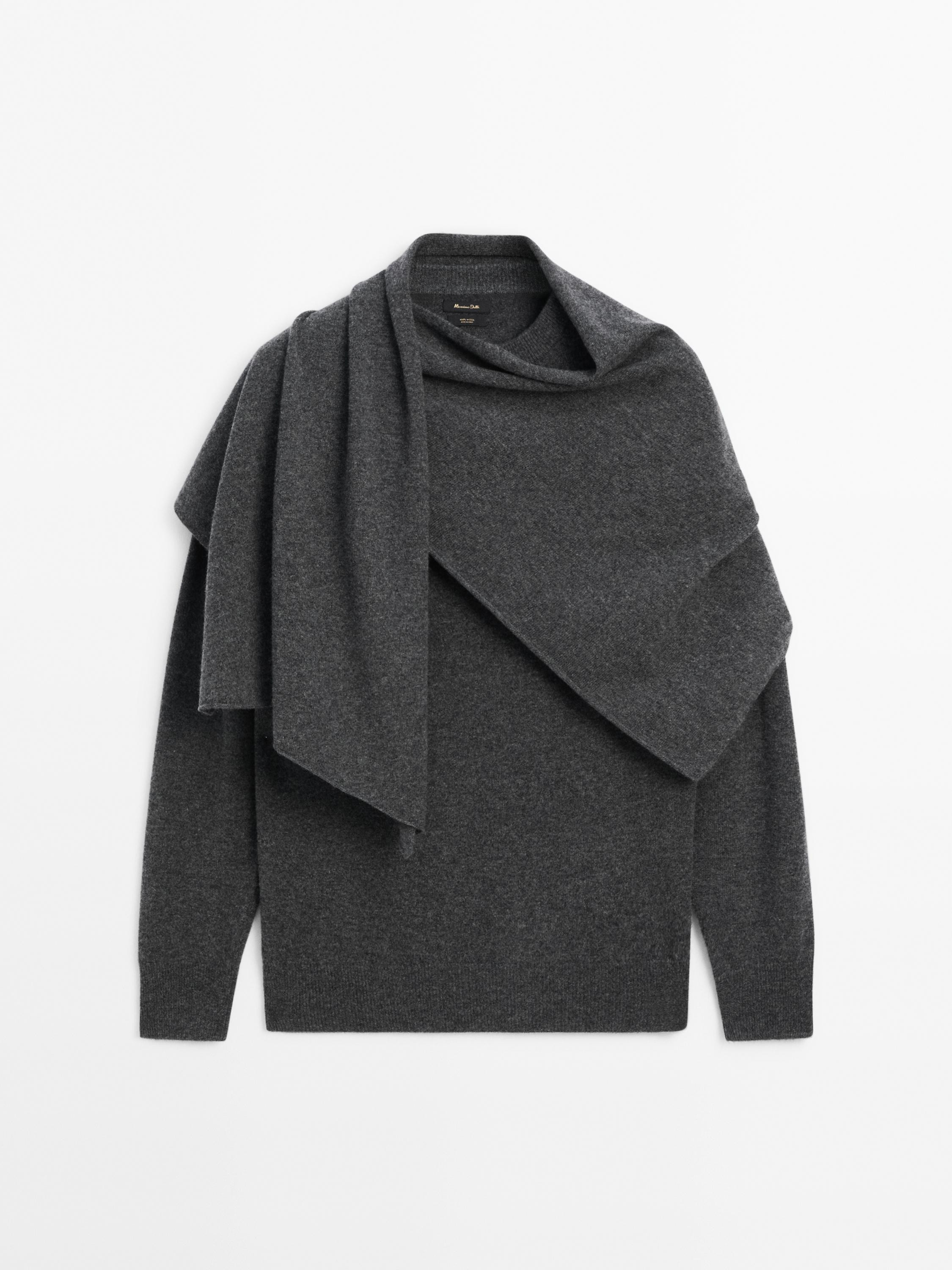 100% wool sweater with scarf | Massimo Dutti US