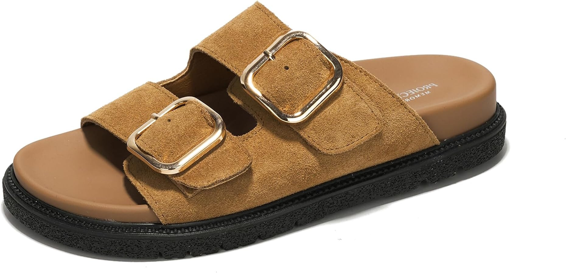 100% Genuine Leather Slides for Women Platform Sandals Women Comfortable Summer Sandals Memory fo... | Amazon (US)