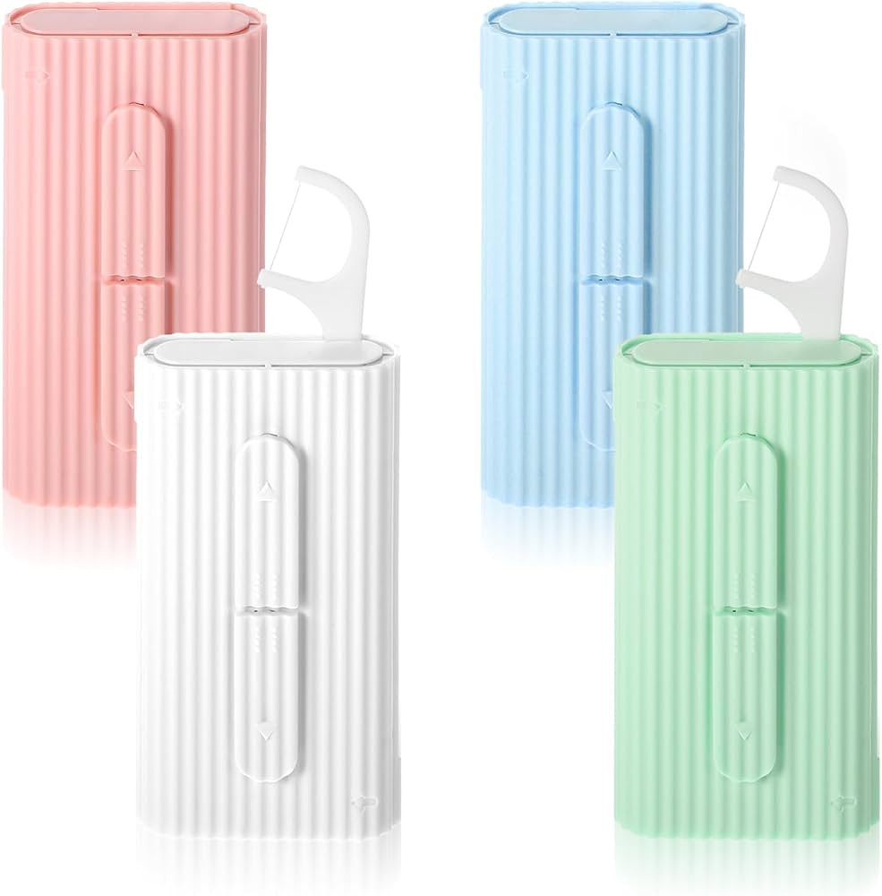 4 Pcs Portable Dental Floss Dispenser Refillable Dental Flossers Case Automatic Travel Floss Pick... | Amazon (US)