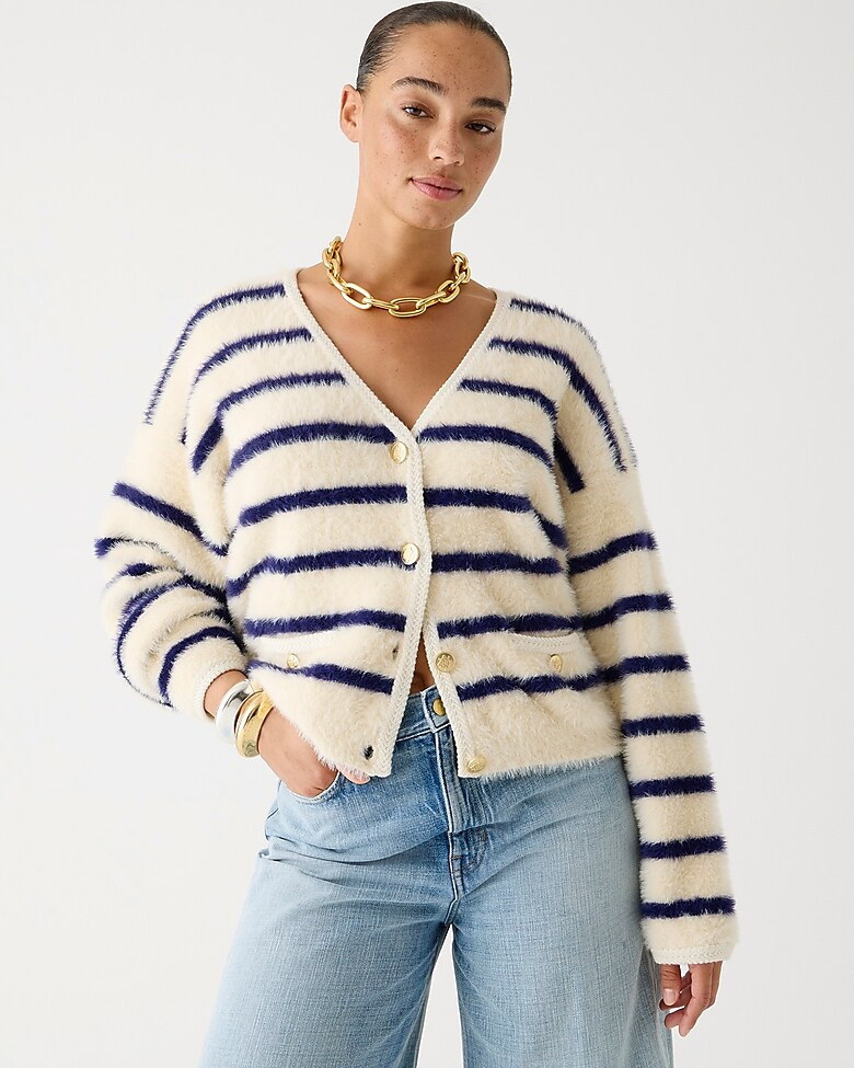 Sweater lady jacket in striped brushed yarn | J. Crew US