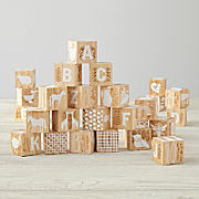 Etched Educational Keepsake Wooden Baby Blocks + Reviews | Crate & Kids | Crate & Barrel