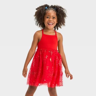 Toddler Girls' Stars Tulle Dress - Cat & Jack™ Red | Target